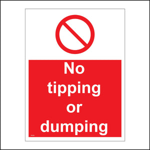 PR306 No Tipping Or Dumping Sign with Circle Diagonal Line