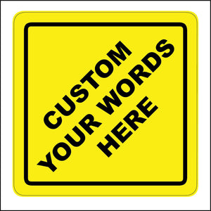 CM346 Custom Words Here Sign Badge Car Taxi Drive Distance Yellow