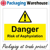 WT062 Danger Risk Of Asphyxiation Sign with Triangle Exclamation Mark