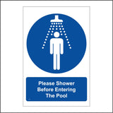 MA301 Please Shower Before Entering The Pool Sign with Person Shower Water