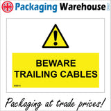 WS814 Beware Trailing Cables Sign with Triangle Exclamation Mark