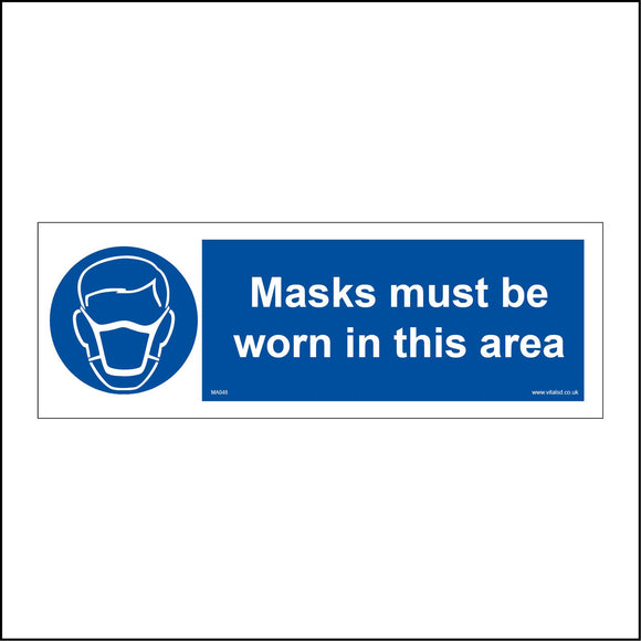 MA048 Masks Must Be Worn In This Area Sign with Face Mask
