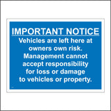 SE094 Important Notice Vehicles Left At Owners Risk