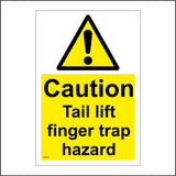 WS998 Caution Tail Lift  Finger Trap Hazard Sign with Exclamation Mark