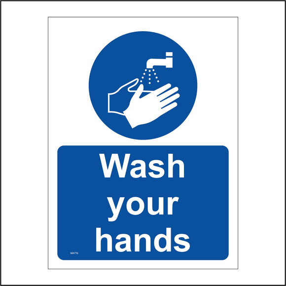 MA776 Wash Your Hands Sign with Circle Tap Hands