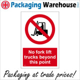 PR211 No Fork Lift Trucks Beyond This Point Sign with Circle Fork Lift Person