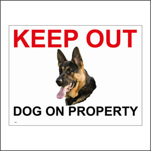 SE015 Keep Out Dog On Property Sign with Dog