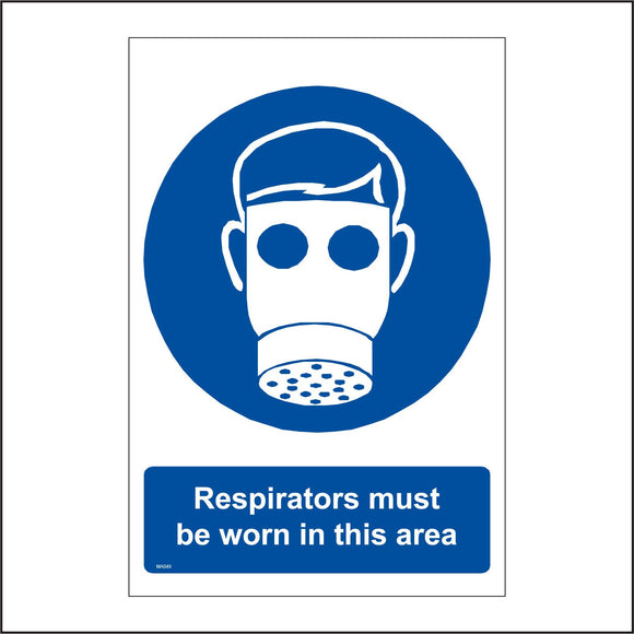MA049 Respirators Must Be Worn In This Area Sign with Gas Mask