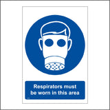 MA049 Respirators Must Be Worn In This Area Sign with Gas Mask