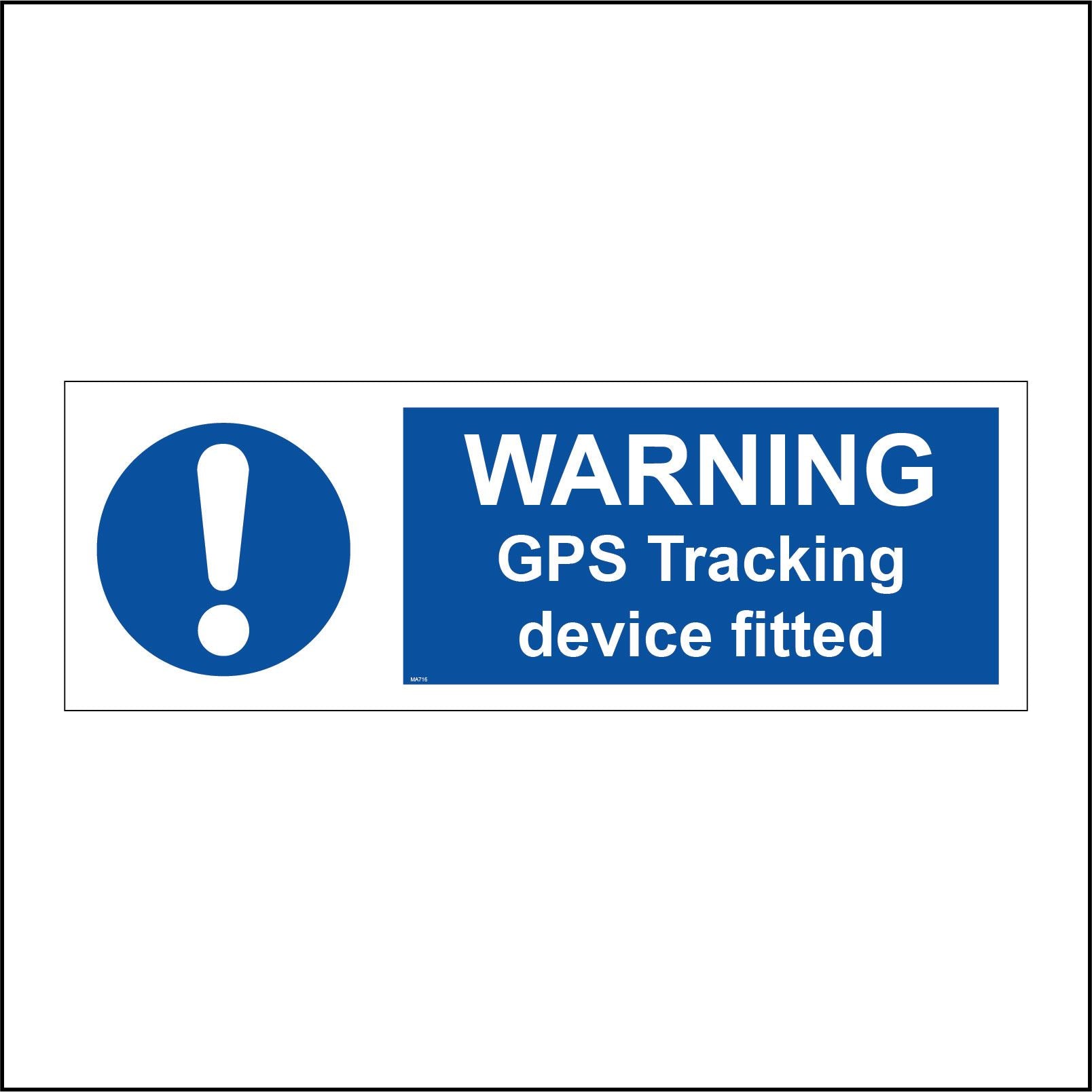 Warning GPS Tracking Device Fitted Sign with Circle Exclamation Mark ...