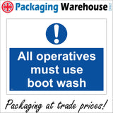 MA465 All Operatives Must Use Boot Wash Sign with Circle Exclamation Mark