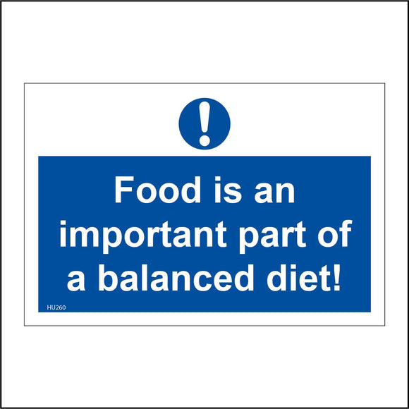 HU260 Food Is An Important Part Of A Balanced Diet Sign with Circle Exclamation Mark