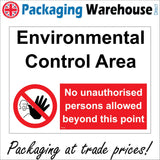 PR140 Environmental Control Area Sign with Circle Person Hand
