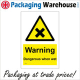 WT008 Warning Dangerous When Wet Sign with Cross