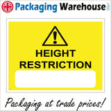 WS468 Height Restriction Sign with Triangle Exclamation Mark