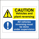 WS789 Caution Vehicles And Plant Reversing All Vehicles Reversing Must Be Done Under Supervision Sign with Triangle Exclamation Mark Circle Exclamation Mark