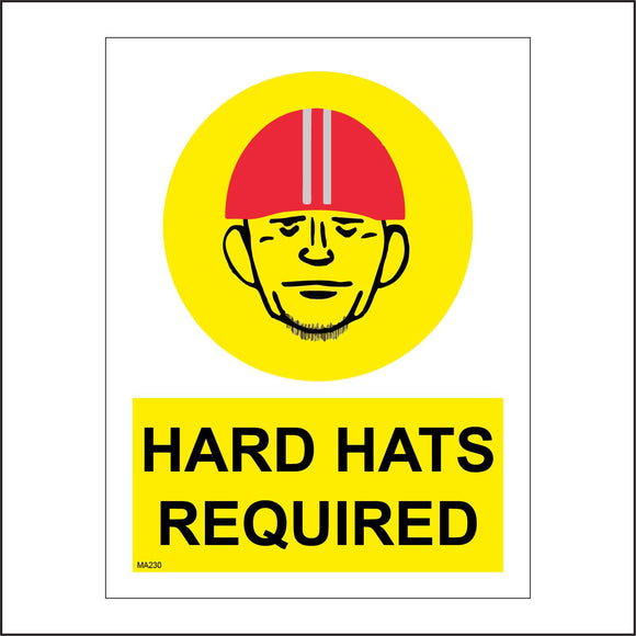 MA230 Hard Hats Required Sign with Face Hard Hat