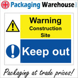 MU072 Warning Construction Site Keep Out Sign with Triangle Exclamation Mark