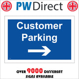 VE419 Customer Parking Right Arrow Route Direction Way