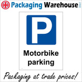 VE174 Motorbike Parking Sign with Parking Logo