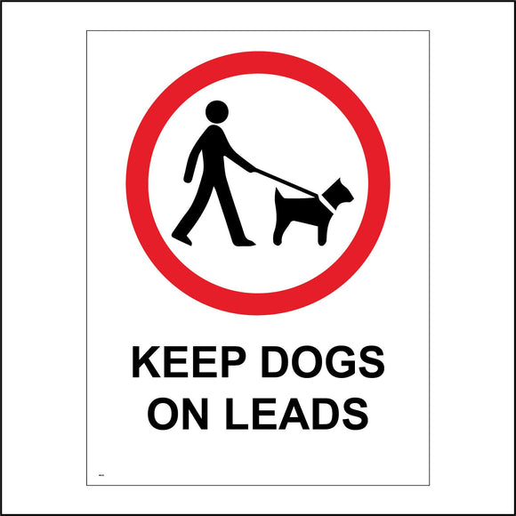 MA362 Keep Dogs On Leads Sign with Circle Person Dog