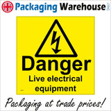 WS595 Danger Live Electrical Equipment Sign with Triangle Lightning Arrow