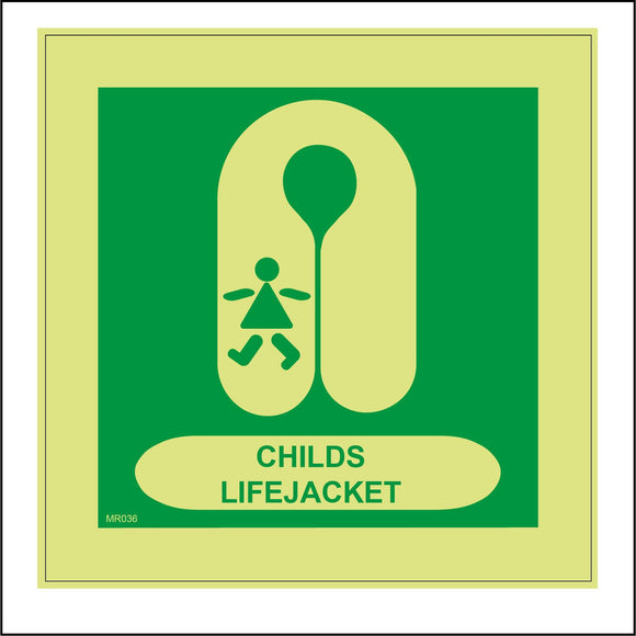 MR036 Childs Life Jacket Sign with Child Life Jacket