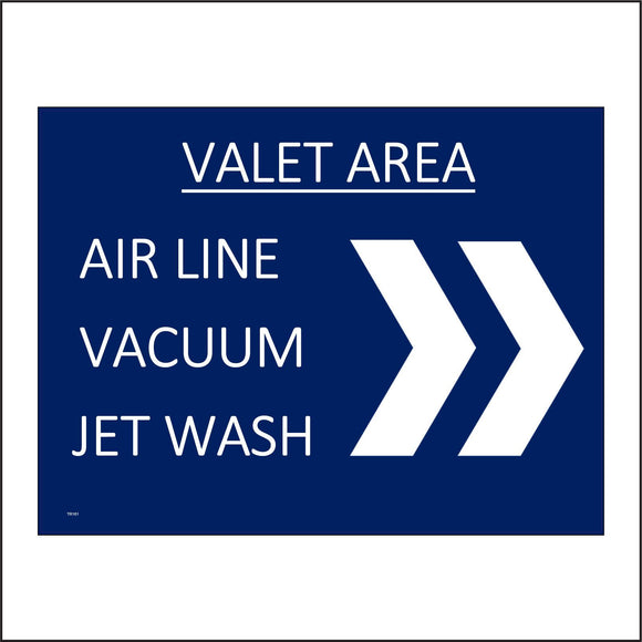 TR161 Valet Area Right Sign with Arrows