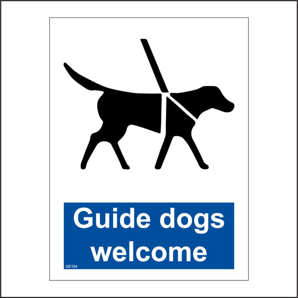 GE104 Guide Dogs Welcome Sign with Dog Lead