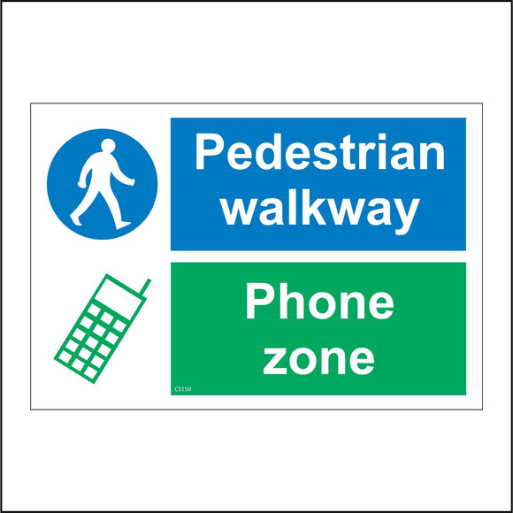 CS240 Pedestrian Walkway Phone Zone Sign with Circle Man Mobile Phone