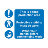 MA796 This Is A Food Production Area Protective Clothing Wash Hands