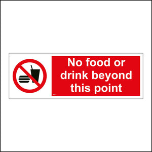 PR225 No Food Or Drink Beyond This Point Sign with Circle Food Glass Straw