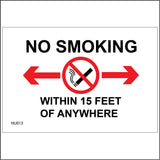 HU013 No Smoking Within 15 Feet Of Anywhere Sign with Arrow Circle Cigarette