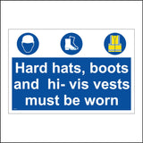 MA469 Hard Hats, Boots And Hi-Vis Vests Must Be Worn Sign with Face Hat Boots Vest