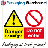 MU216 Danger Helium Gas Do Not Enter Sign with Triangle Exclamation Mark Circle Line