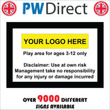 CM422 Play Area Disclaimer No Responsibilty Injury Damage Logo