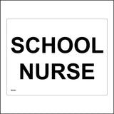 SC031 School Nurse White Black Medical Door Wall Plaque