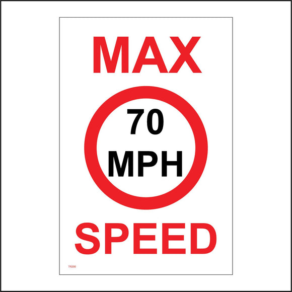 TR200 Max Speed 70 Mph Sign with Circle