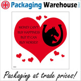 IN020 Money Can't Buy Happiness But It Can Buy Horses! Sign with Heart Horses Horseshoe