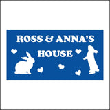 CM199 Ross And Anna's House Sign with Hearts Rabbits