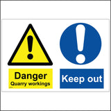 MU013 Danger Quarry Workings Keep Out Sign with Exclamation Mark Triangle