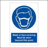 MA690 Mask Or Face Covering Must Be Worn Beyond This Point Sign with Mask Face