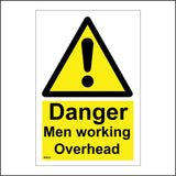 WS435 Danger Men Working Overhead Sign with Triangle Exclamation Mark