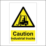 WS563 Caution Industrial Trucks Sign with Triangle Forklift