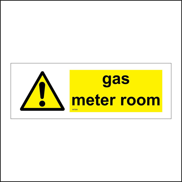 WT084 Gas Meter Room Utilities  Sign with Triangle Exclamation Mark