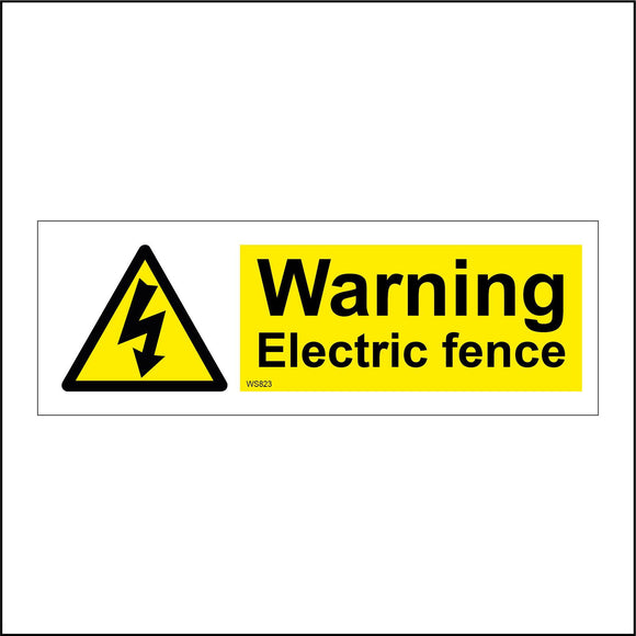 WS823 Warning Electric Fence Sign with Triangle Lightning
