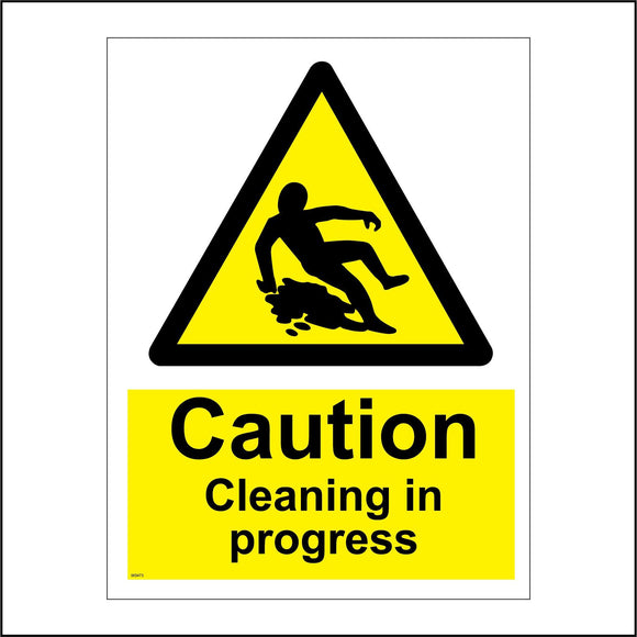 WS473 Caution Cleaning In Progress Sign with Triangle Person