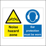 MU163 Noise Hazard Zone Ear Protection Must Be Worn Sign with Triangle Circle Face Fingers In Ears