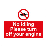 PR334 No Idling Turn Off Engine Sign with Circle Car Diagonal Red Line