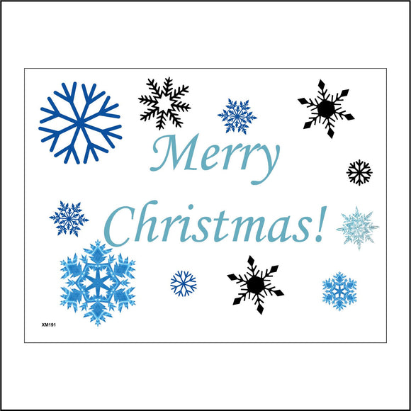 XM191 Merry Christmas Sign with Snowflakes